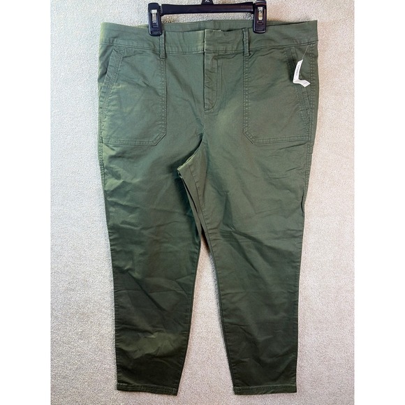 Old Navy Pixie Pants NEW Women's 16 (38x26.5) Olive Green Cropped Utility Chino - Picture 2 of 9